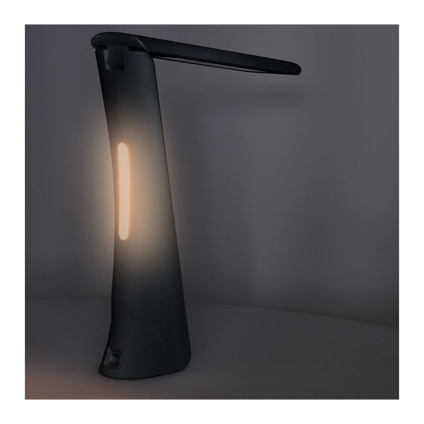 Lampe de table multifonctionnelle LED à intensité variable avec affichage LED/5W/USB 1200 mAh noir