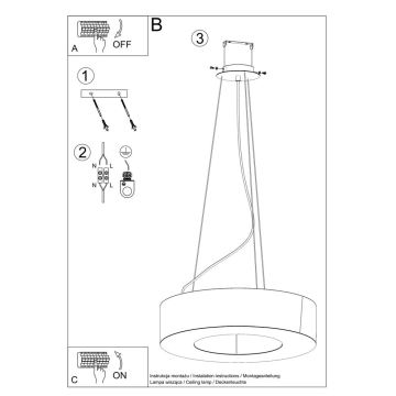 Hanglamp aan een koord SATURNO SLIM 5x E27 / 60W / 230V d. 50 cm wit