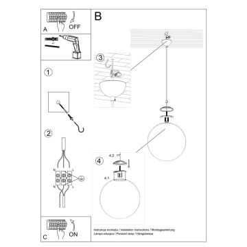 Hanglamp aan een koord TOYA 1x E27 / 60W / 230V d. 40 cm