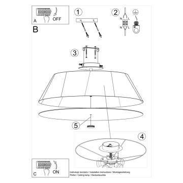 Plafond Lamp VEGA 5x E27 / 60W / 230V d. 70 cm wit