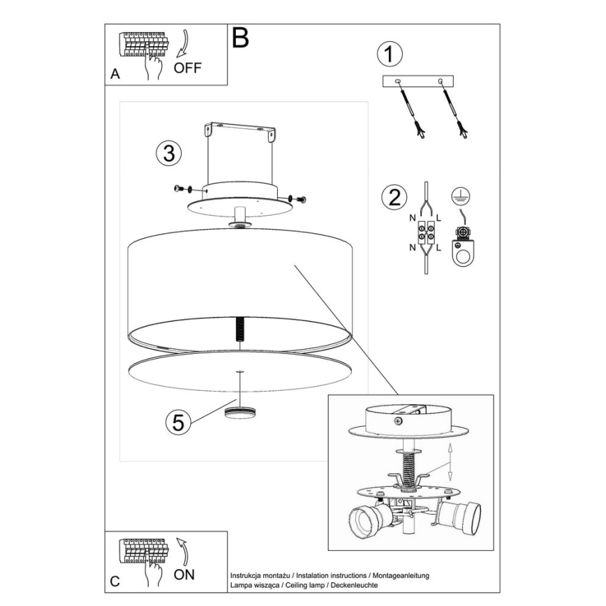 Plafondlamp SKALA 3xE27/60W/230V diameter 30 cm wit