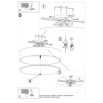 Plafonnier SKALA 6xE27/60W/230V d. 70 cm blanc