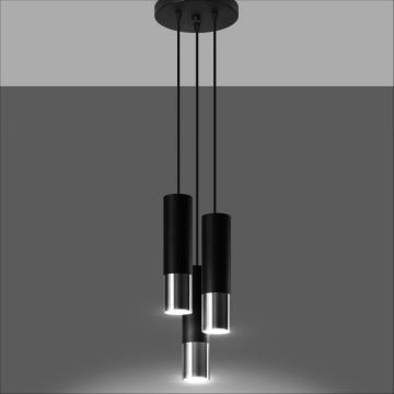 Hanglamp aan een koord LOOPEZ 3xGU10/40W/230V rond zwart/chroom