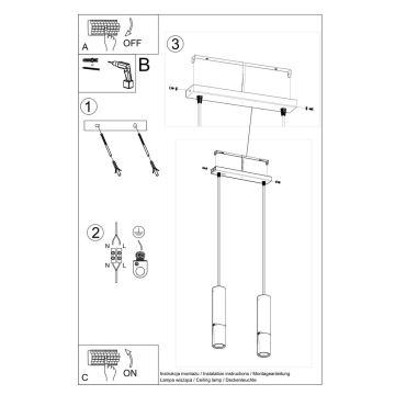 Hanglamp aan een koord LOOPEZ 2xGU10/10W/230V zwart/koper