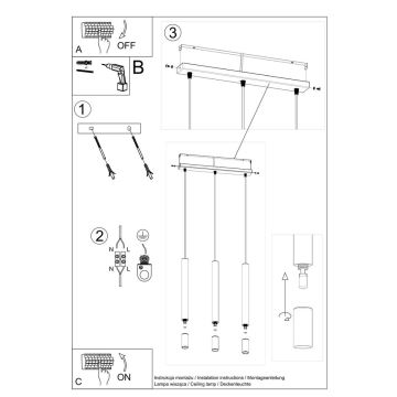 Hanglamp aan een koord VIZIER 3xG9/40W/230V wit