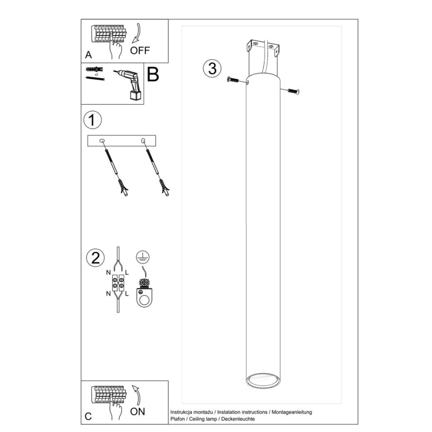 Spot LAGOS 1xGU10/40W/230V 60 cm blanc