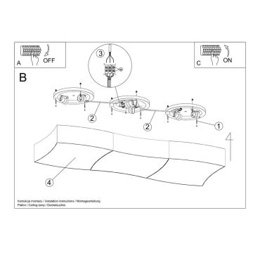 Plafondlamp SQUARE 6xE27/60W/230V wit