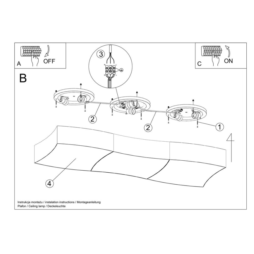 Plafondlamp SQUARE 6xE27/60W/230V wit