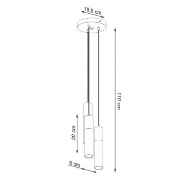 Suspension filaire BORGIO 3xGU10/40W/230V béton/métal blanc