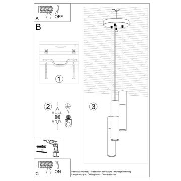 Suspension filaire BORGIO 3xGU10/40W/230V béton/métal blanc