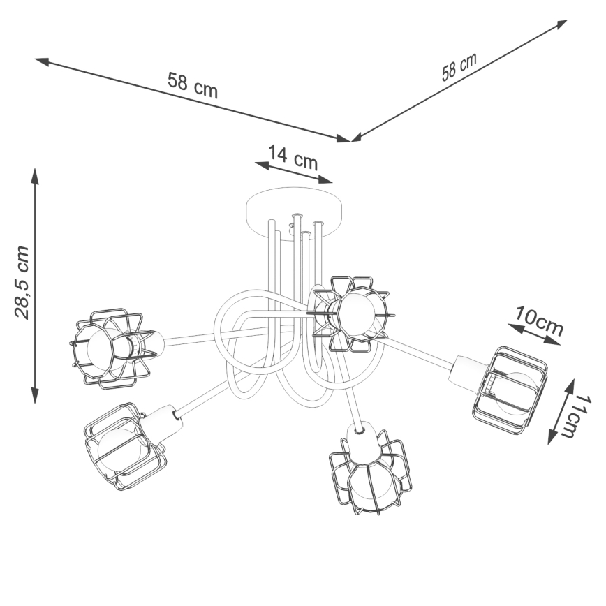 Hanglamp  BELUCI 5xE14/40W/230V zwart