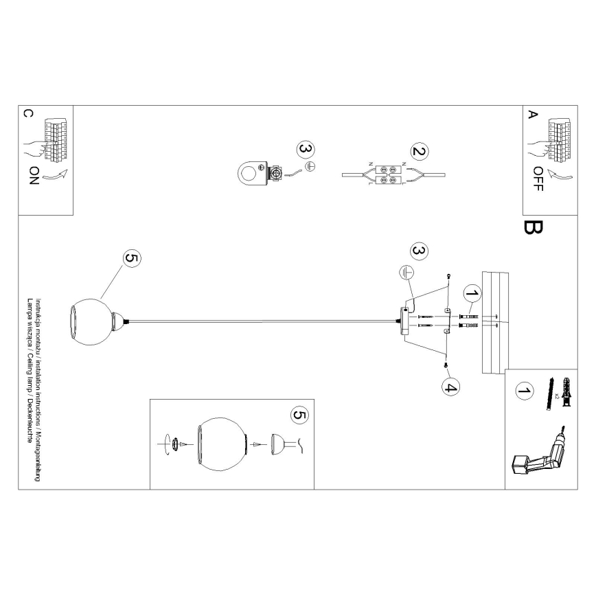 Hanglamp aan een koord ALINO 1xE27/60W/230V zwart