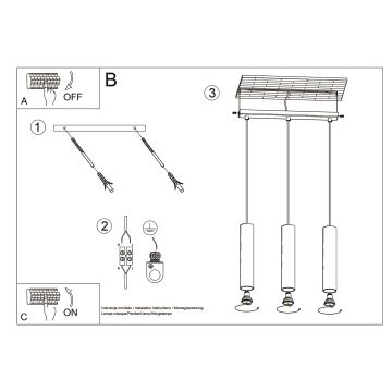 Hanglamp aan een koord LAGOS 3xGU10/10W/230V goud