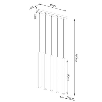 Suspension filaire PASTELO 5xG9/8W/230V hêtre