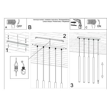 Suspension filaire PASTELO 5xG9/8W/230V hêtre