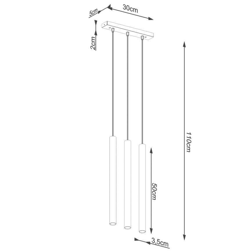 Hanglamp aan een koord PASTELO 3xG9/8W/230V beton