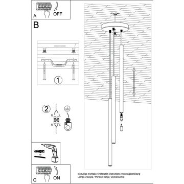 Suspension filaire PASTELO 3xG9/8W/230V béton