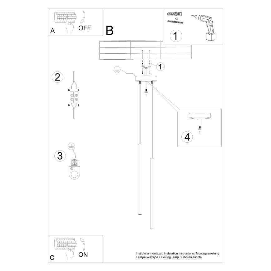 Hanglamp aan een koord PASTELO 2xG9/8W/230V wit