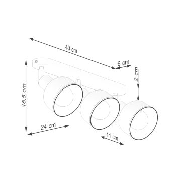 Spot ELBA 3xE27/15W/230V wit