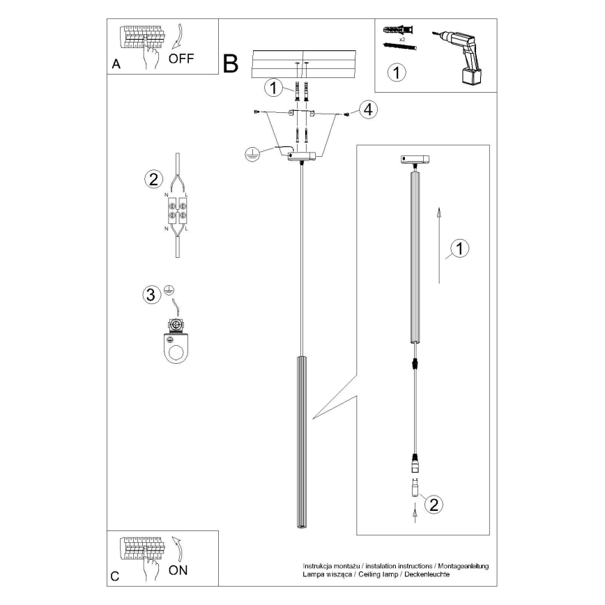 Hanglamp aan een koord ARCHE 1xG9/8W/230V wit