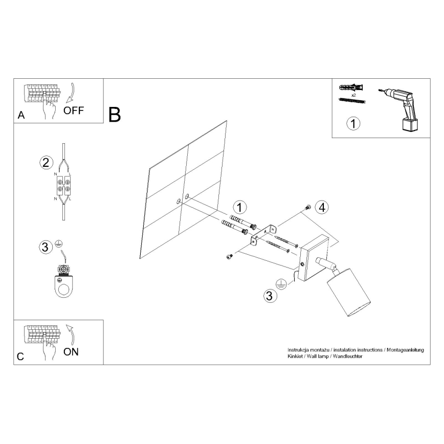 Wandspot WINX 1xGU10/10W/230V zwart/chroom