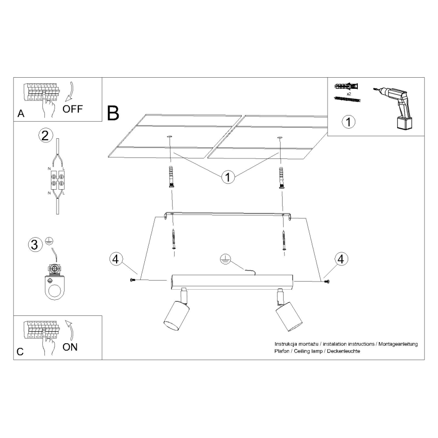 Spot WINX 2xGU10/10W/230V zwart/chroom