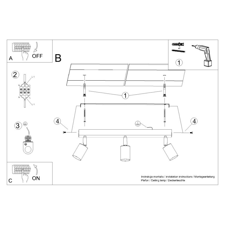 Spot WINX 3xGU10/10W/230V zwart/chroom