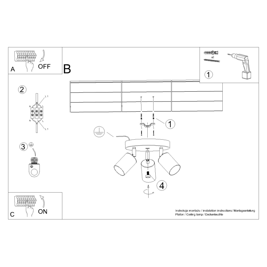 Spot WINX 3xGU10/10W/230V zwart/chroom