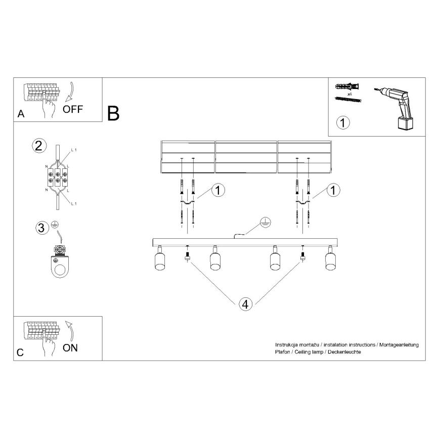 Spot WINX 4xGU10/10W/230V zwart/chroom