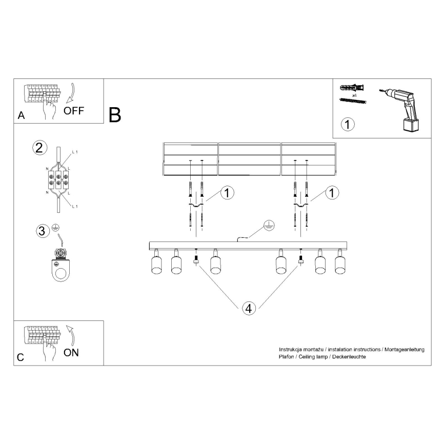 Spot WINX 6xGU10/10W/230V zwart/chroom