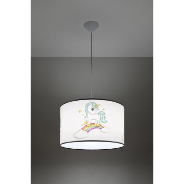 Kinder hanglamp aan een koord UNICORN 1xE27/15W/230V diameter 40 cm eenhoorn