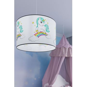 Suspension filaire enfant UNICORN 1xE27/15W/230V d. 40 cm Licorne