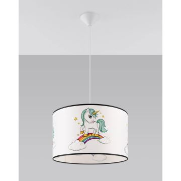 Suspension filaire enfant UNICORN 1xE27/15W/230V d. 40 cm Licorne