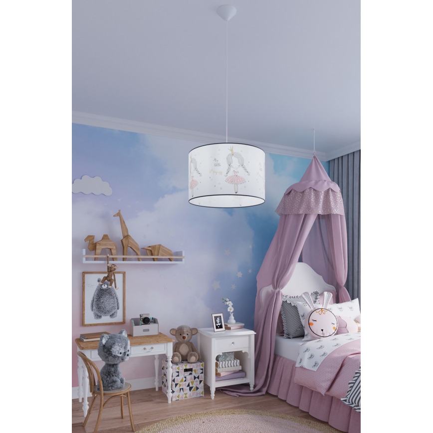 Kinder hanglamp aan een koord PRINCESS 1xE27/15W/230V diameter 40 cm prinses