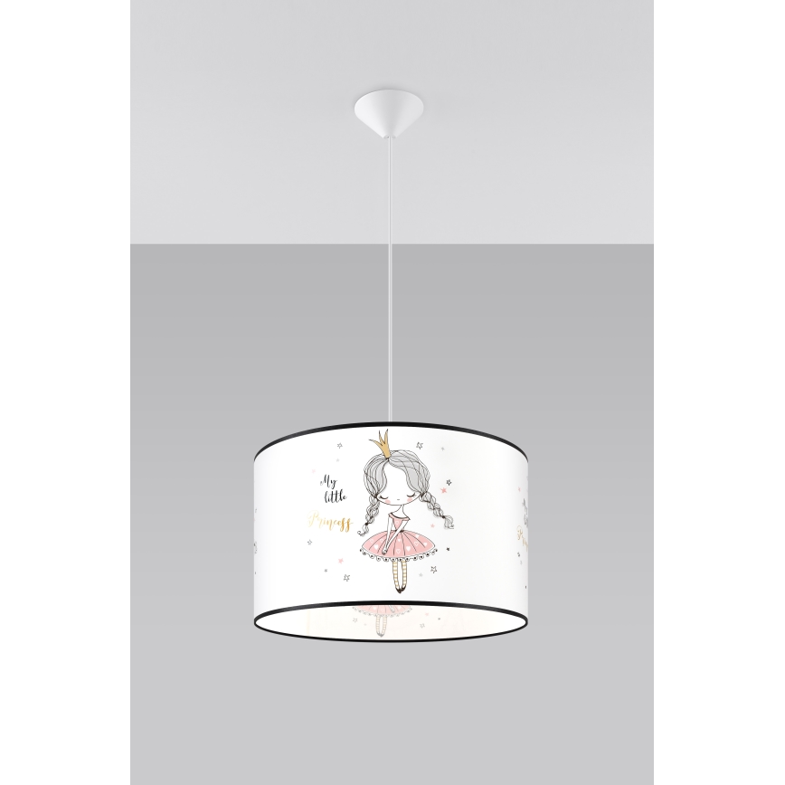 Kinder hanglamp aan een koord PRINCESS 1xE27/15W/230V diameter 40 cm prinses