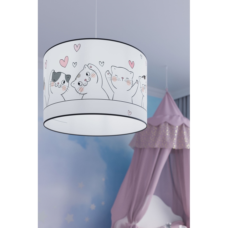 Kinder hanglamp aan een koord CAT 1xE27/15W/230V diameter 30 cm kat