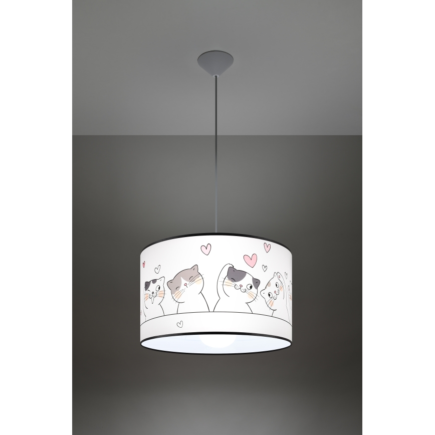 Kinder hanglamp aan een koord CAT 1xE27/15W/230V diameter 40 cm kat