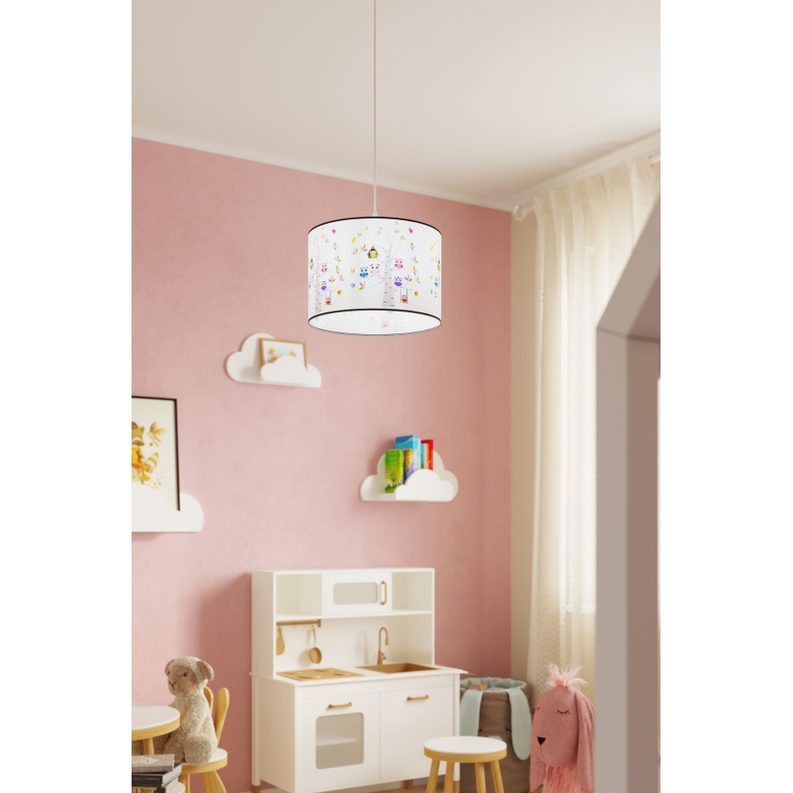 Kinder hanglamp aan een koord OWLS 1xE27/15W/230V diameter 30 cm uilen