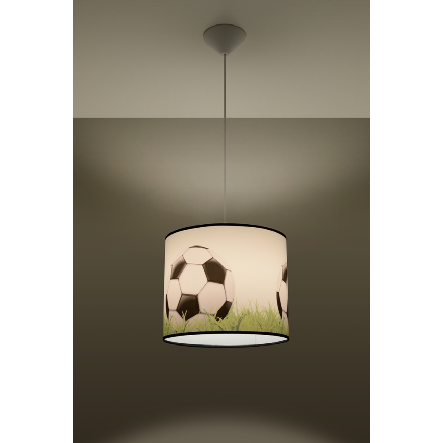 Kinder hanglamp aan een koord FOOTBALL 1xE27/15W/230V diameter 30 cm voetbal