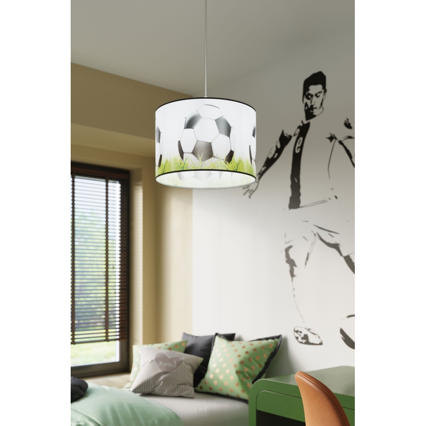 Kinder hanglamp aan een koord FOOTBALL 1xE27/15W/230V diameter 30 cm voetbal