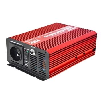 Spanningsomvormer CARSPA 600W/12/230V + afstandsbediening met draad