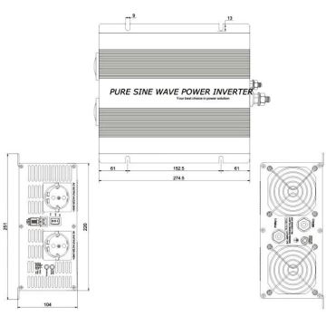 Spanningsomzetter 2000W/24V/230V + afstandsbediening met draad