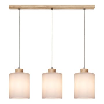 Hanglamp aan een koord ZEFIR 3xE27/60W/230V eiken - FSC-gecertificeerd