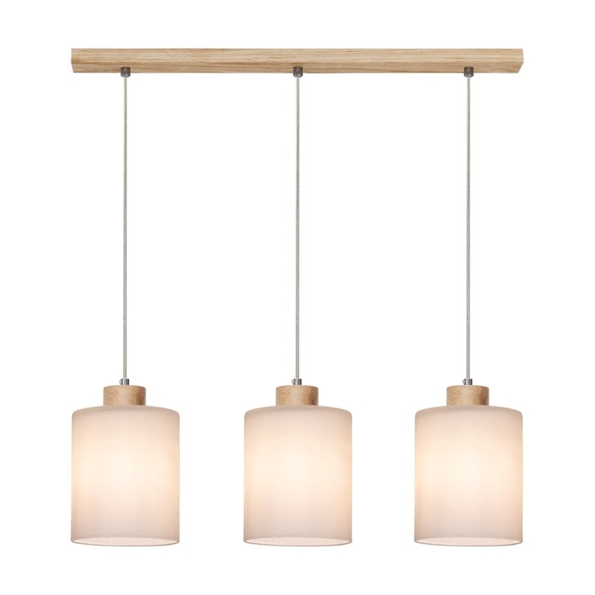 Hanglamp aan een koord ZEFIR 3xE27/60W/230V eiken - FSC-gecertificeerd