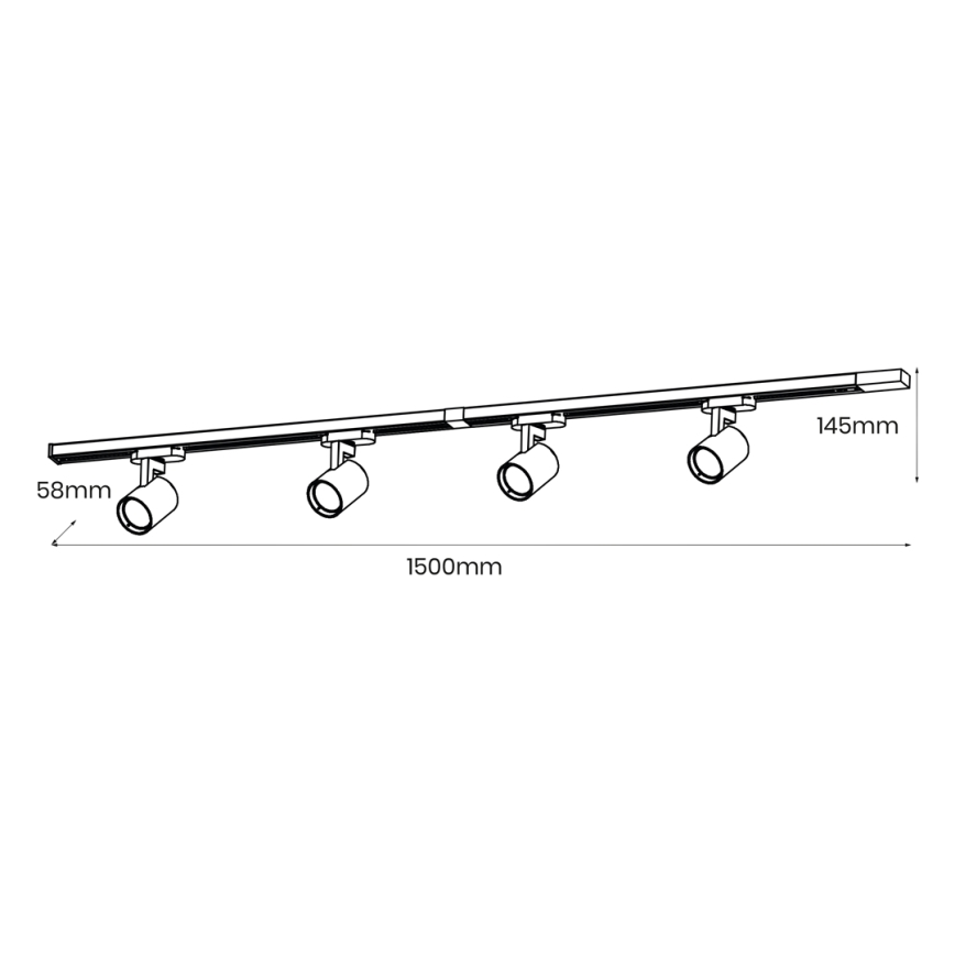 Spot in een rail systeem VOLF 4xGU10/10W/230V zwart