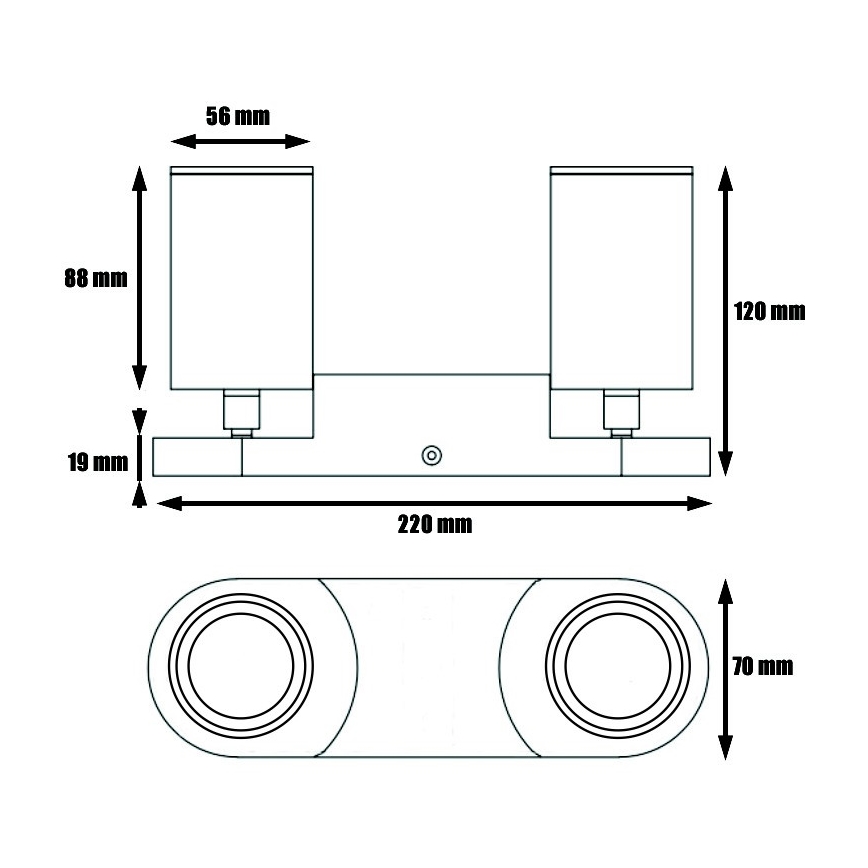 Spot KINIA 2xGU10/30W/230V wit