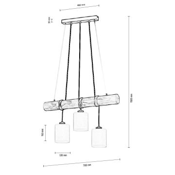 Hanglamp aan een koord TRENO 3xE27/25W/230V Dennenboom – FSC gecertificeerd