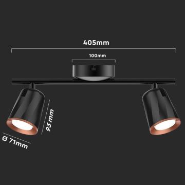 Spot LED 2xLED/5W/230V 4000K noir