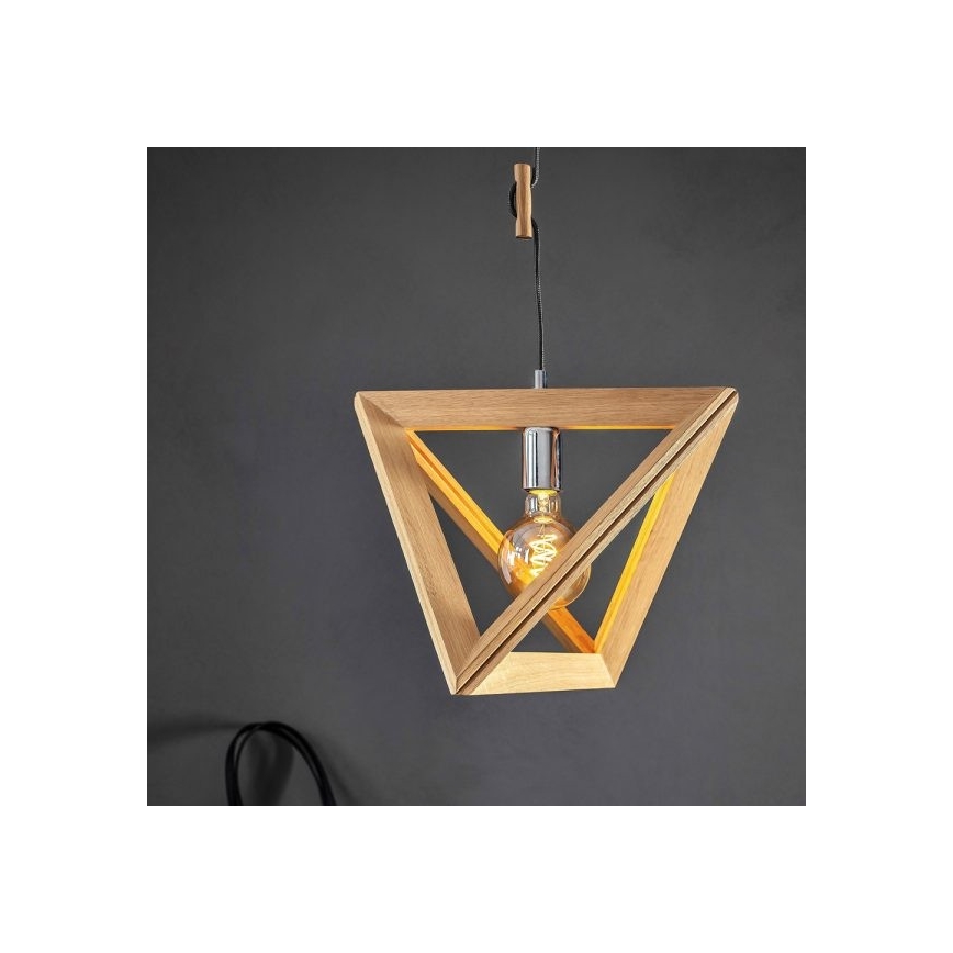 Hanglamp aan koord TRIGONON 1xE27/60W/230V mat eiken - FSC-gecertificeerd