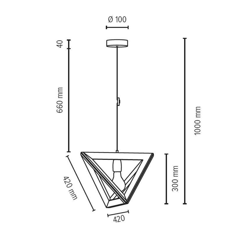 Hanglamp aan koord TRIGONON 1xE27/60W/230V mat eiken - FSC-gecertificeerd